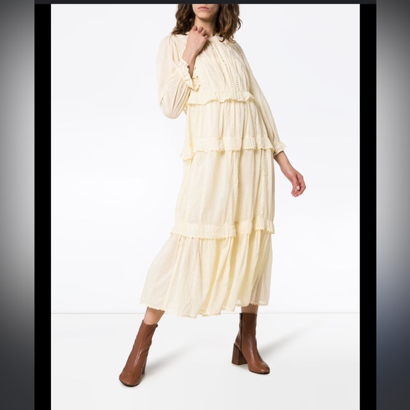 EUC Isabel marant étoile ABONI EMBROIDERED COTTON-VOILE MAXI DRESS NO FLAWS - Picture 3 of 8